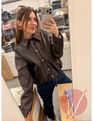 Bomber Ecopelle Martellata Moro