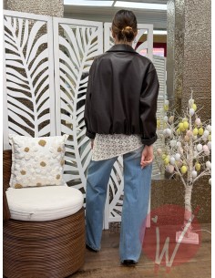 Bomber Ecopelle Martellata Moro