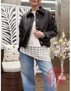 Bomber Ecopelle Martellata Moro 2