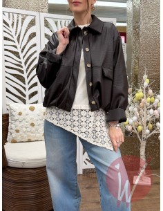 Bomber Ecopelle Martellata Moro