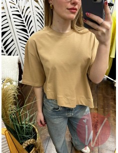T-Shirt Asimmetrica Coco Cammello -VICOLO-