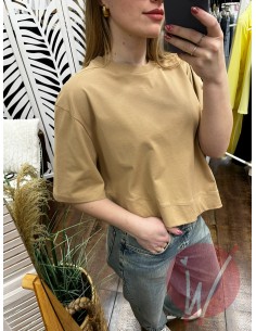 T-Shirt Asimmetrica Coco Cammello -VICOLO- 2