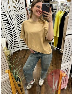 T-Shirt Asimmetrica Coco Cammello -VICOLO-