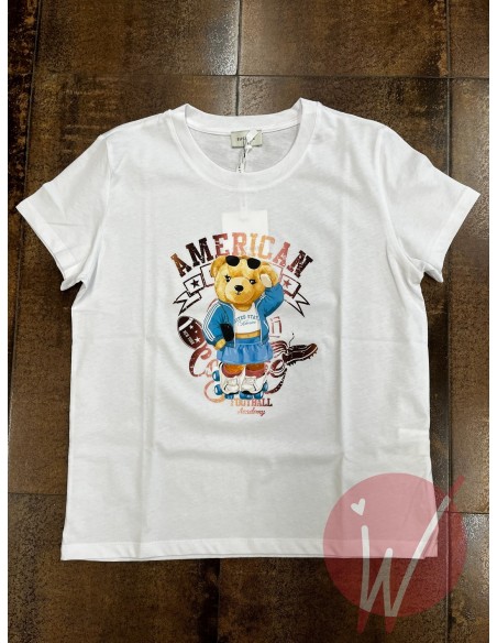 T-Shirt Teddy American Bianco