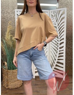T-Shirt Asimmetrica Coco Cammello -VICOLO-
