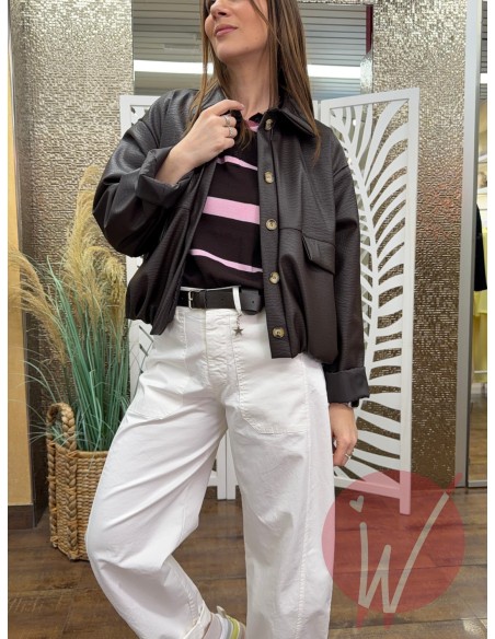 Bomber Ecopelle Martellata Moro