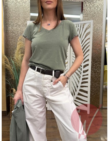 T-Shirt Borchiette Verde Salvia