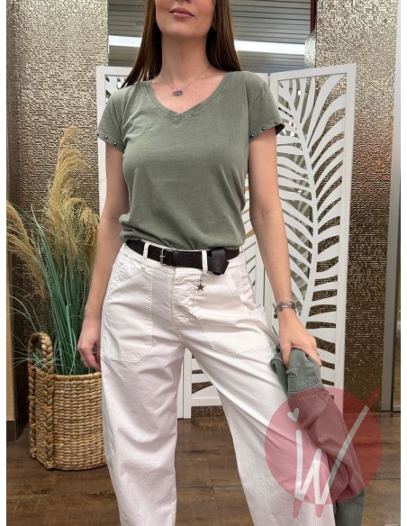 T-Shirt Borchiette Verde Salvia