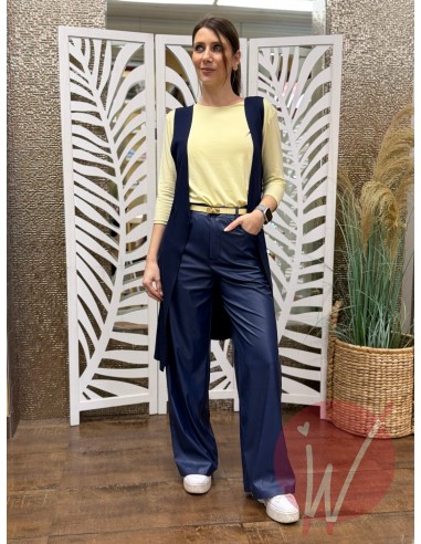 Pantalone WideLeg Ecopelle Hanoi Blu