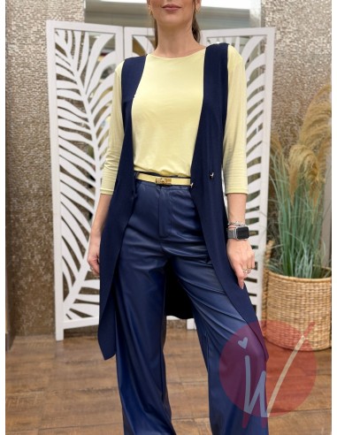 Pantalone WideLeg Ecopelle Hanoi Blu