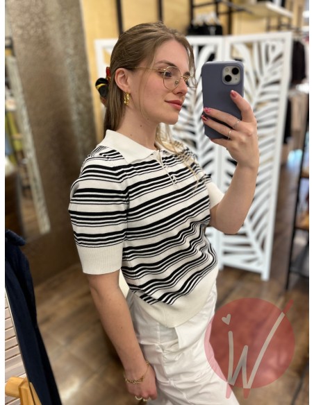 Polo Righe Santorini Bianco