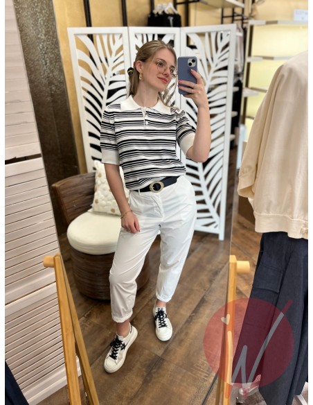 Polo Righe Santorini Bianco