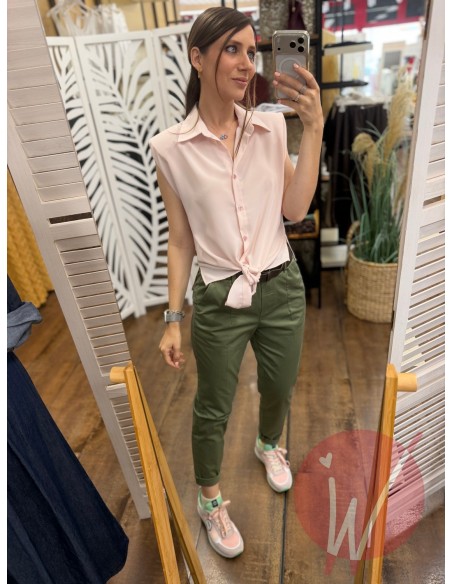 Camicia Smanicata Beth Rosa Cipria