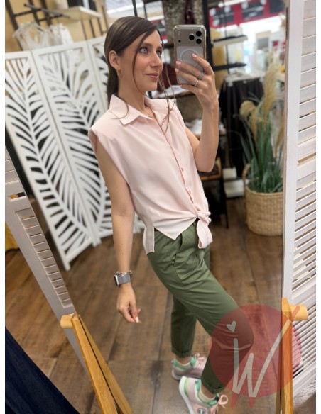 Camicia Smanicata Beth Rosa Cipria