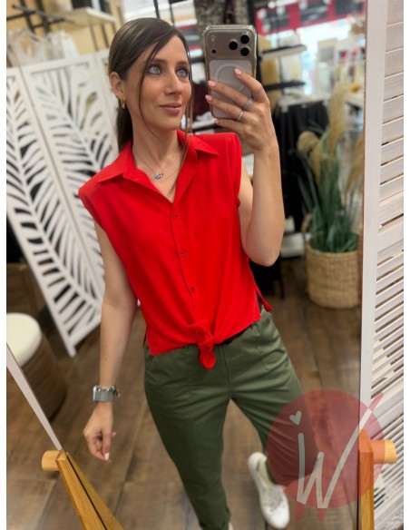Camicia Smanicata Beth Rosso