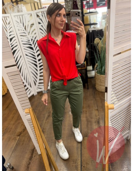 Camicia Smanicata Beth Rosso