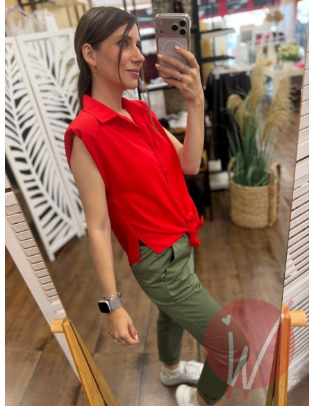 Camicia Smanicata Beth Rosso