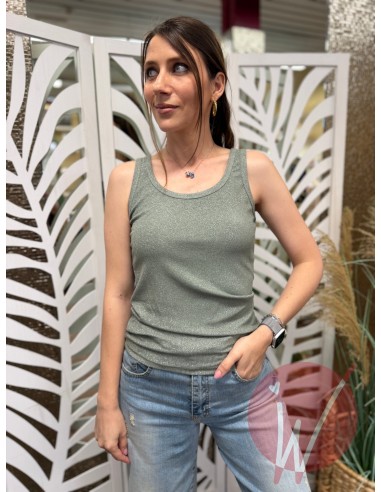 Top Shine Lurex Verde Militare