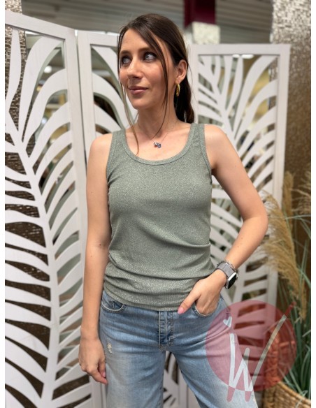 Top Shine Lurex Verde Militare