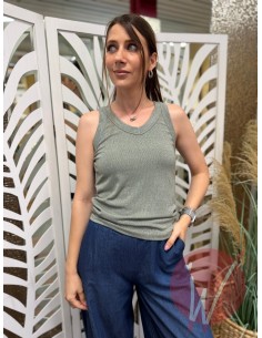 Top Lurex Aura Verde Militare