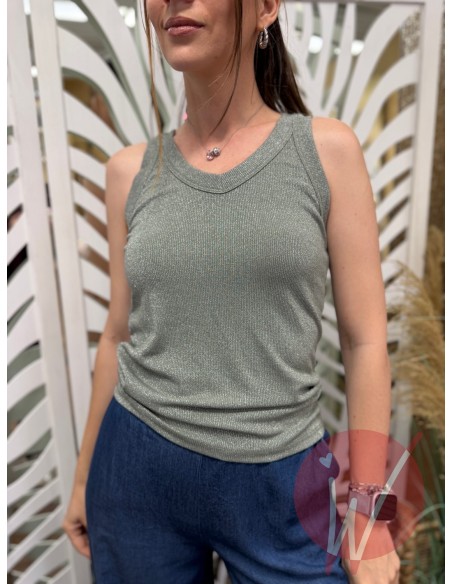 Top Lurex Aura Verde Militare