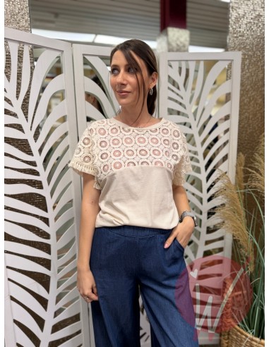 T-Shirt Crochet Dahlia Ecru
