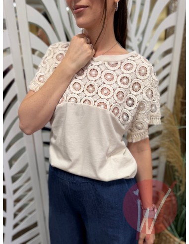 T-Shirt Crochet Dahlia Ecru
