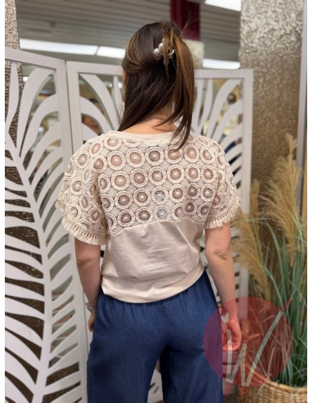 T-Shirt Crochet Dahlia Ecru
