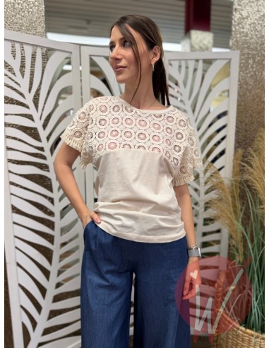 T-Shirt Crochet Dahlia Ecru