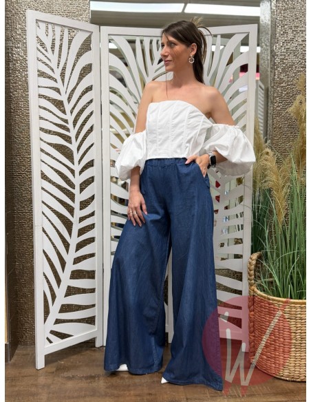 Pantalone Palazzo Chambray Delhi