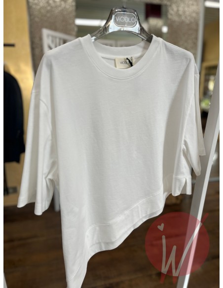 T-Shirt Asimmetrica Coco Panna-VICOLO-