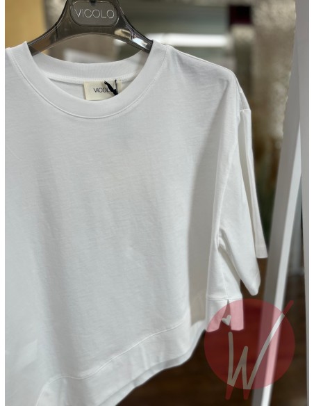 T-Shirt Asimmetrica Coco Panna-VICOLO-