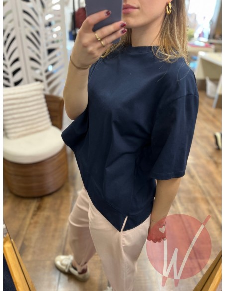 T-Shirt Asimmetrica Coco Blu -VICOLO-