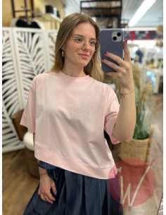 T-Shirt Asimmetrica Coco Rosa -VICOLO-