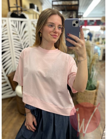 T-Shirt Asimmetrica Coco Rosa -VICOLO-