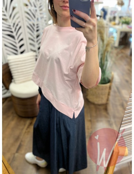 T-Shirt Asimmetrica Coco Rosa -VICOLO-