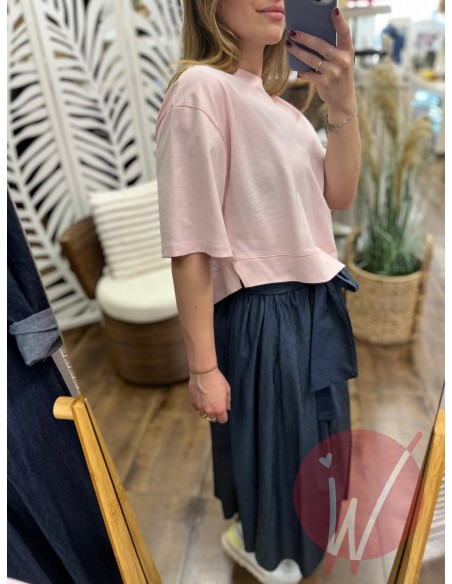 T-Shirt Asimmetrica Coco Rosa -VICOLO-