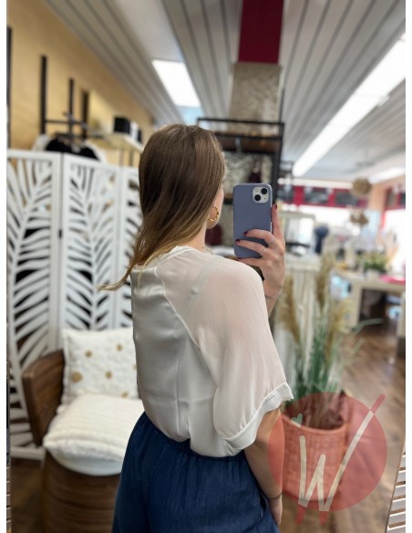 Blusa Satin Amanda Bianco