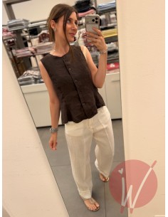 Pantalone Lino Rome Bianco 2