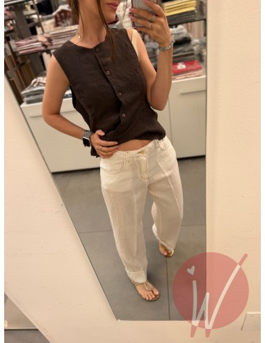 Pantalone Lino Rome Bianco