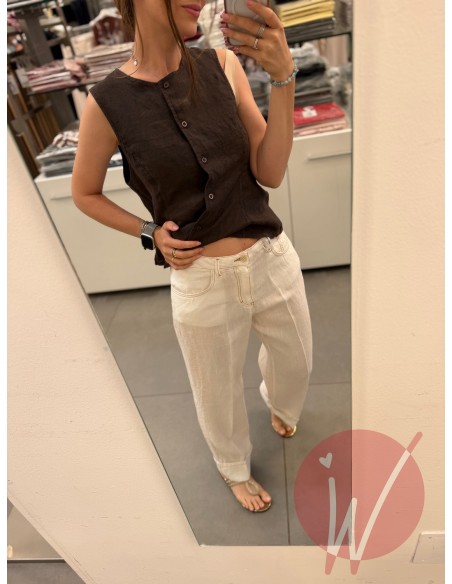 Pantalone Lino Rome Bianco