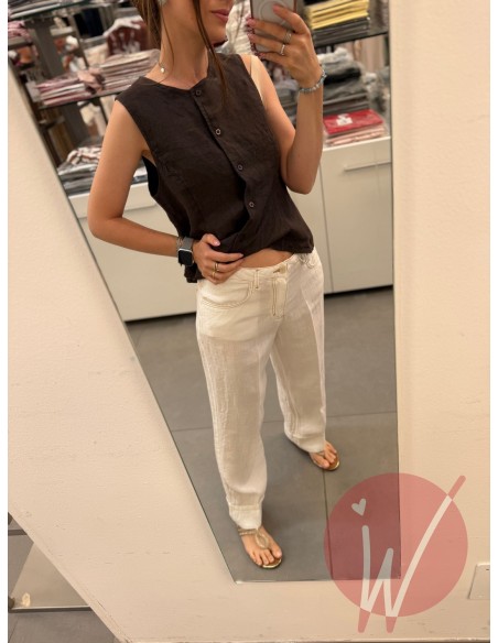 Pantalone Lino Rome Bianco