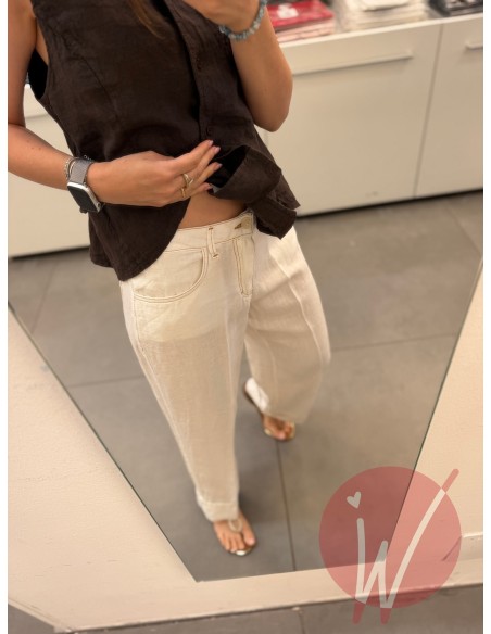 Pantalone Lino Rome Bianco