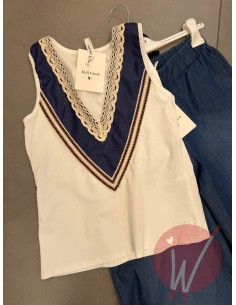 Top Chambray Bianco