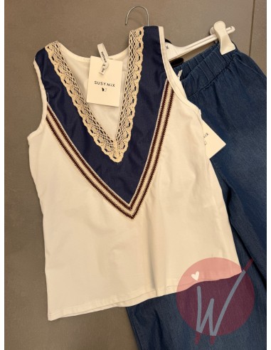 Top Chambray Bianco