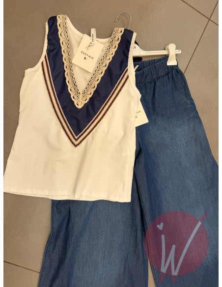 Top Chambray Bianco