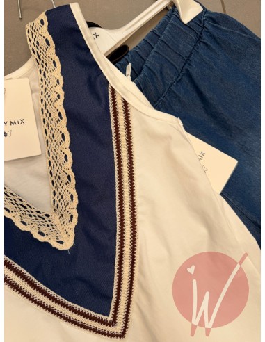 Top Chambray Bianco
