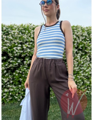 Top Righe Creta Azzurro