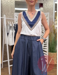 Top Chambray Bianco