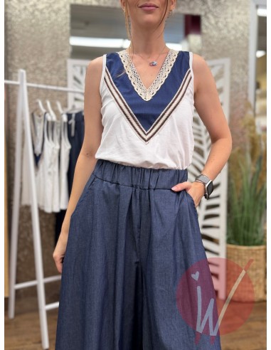 Top Chambray Bianco